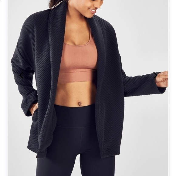 Fabletics Vanessa quilted oversized open cardigan XXS black - Picture 1 of 9